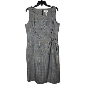 Covington Womens Gray Plaid Sleeveless Midi Dress 16 Stretch Academia Holiday